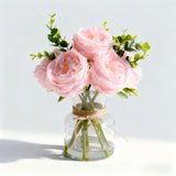 Garvee Artificial pink Roses in Vase, Lifelike Faux Flowers Arrangement with Artificial Water, 13×10 Fake Flowers in Vase for Dining Table Centerpiece, Home & Restaurant Decor