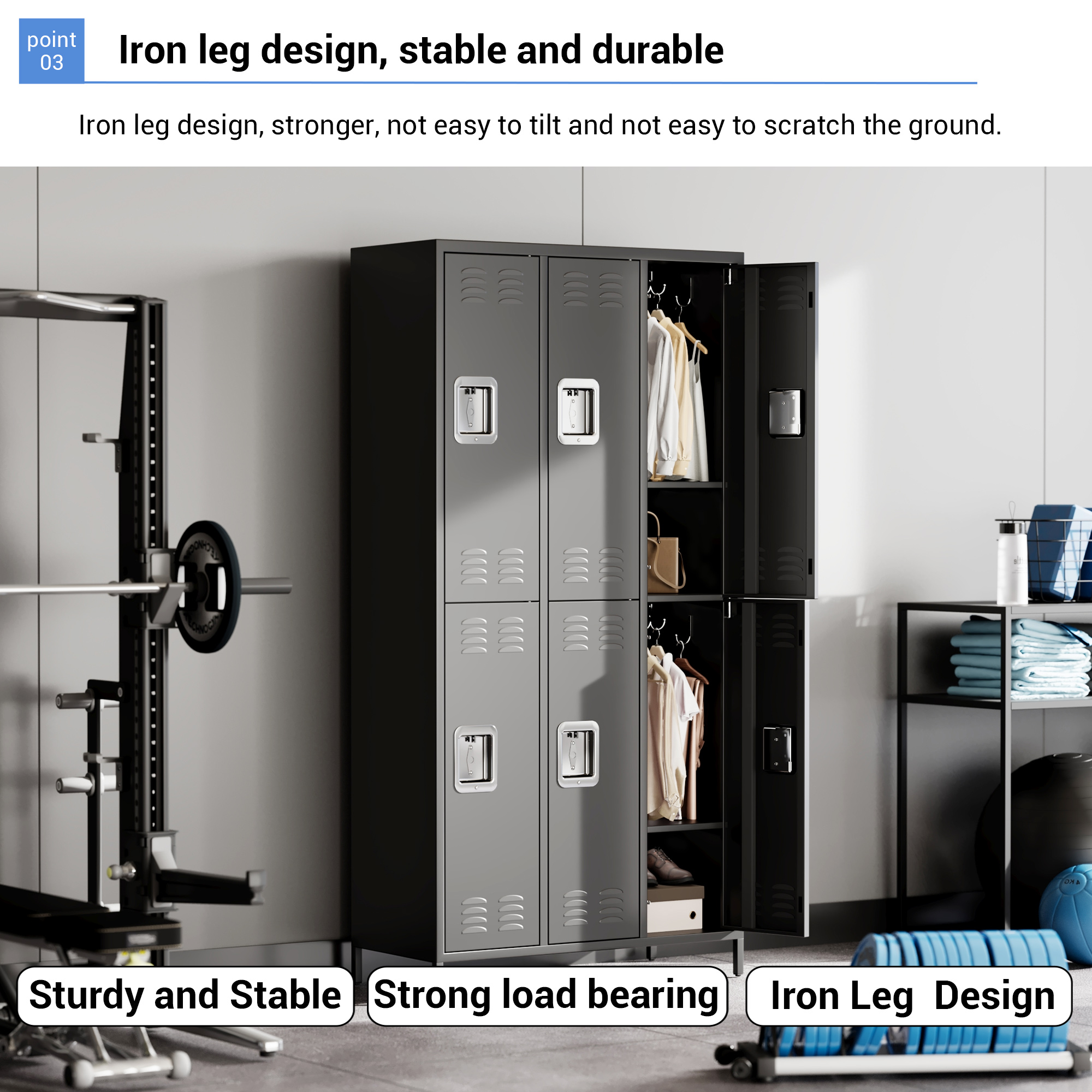 Garvee 6-Door Metal Storage Locker Cabinet with Hooks & Adjustable