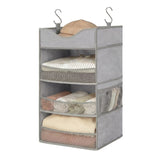 Garvee Hanging Closet Organizer with Top Shelf, 3-Shelf Vertical Wardrobe Storage - Space-Saving Hanging Shelves for Sweaters, Handbags & Shoes - Closet Solution for Apartment, Dorm, RV - Gray, 1 Pack - 40 x 30 x 78 cm - Gray