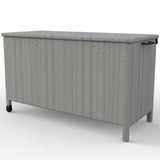 Garvee Outdoor Storage Box, Medium PE Rattan Patio Storage Chest with Steel Frame, 68.3 lbs Water-Repellent Deck Box for Cushions, Toys & Garden Tools, Gray