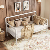 Garvee Heavy Duty Metal Twin Daybed Frame – Classic Headboard Sofa Bed – Steel Slats Support – Noise-Free – No Box Spring Needed – For Bedroom, Living Room, or Guest Room – White Tube + Whiteboard - Sandblasted Black