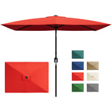Garvee 10' x 6.5' Rectangular Patio Umbrella, Red, Outdoor Sun Shade Parasol with Crank & Push Button Tilt, UV Protection for Garden, Deck, Pool, Lawn Garvee 10' x 6.5' Rectangular Patio Umbrella, Red, Outdoor Sun Shade Parasol with Crank & Push Button Tilt, UV Protection for Garden, Deck, Pool, Lawn