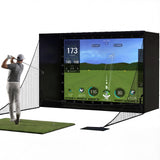Garvee 10.7' x 8' Golf Simulator Enclosure with HD Projection Screen, 4:3 Aspect Ratio Practice Bay with Side Barriers, Heavy Duty Frame for Indoor Home Golf Impact Screen