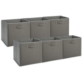 Garvee 6-Pack 13-Inch Fabric Storage Bins with Faux Leather Handles, Foldable Cube Organizer, Durable Non-Woven Fabric, Collapsible, Gray, for Shelves & Closets - Gray