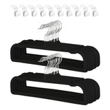 Garvee 20PCS Black Non-Slip Velvet Hangers, Thin Space-Saving Hangers with 360° Rotatable Silver Metal Hooks, Shoulder Notches, 10 Connector Hooks, for Pants, Suits, Jeans, Towels, 13.75" Velvet Bar & 16.5"