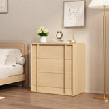 Garvee Modern Bedroom Bedside Table - 3 Drawers Wooden Bedside Table - Vertical Handle - Space-Saving Storage Cabinet for Living Room, Entryway - Natural Wood Color - Natural Oak