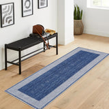 Garvee Hallway Runner Rug 2x6 Washable Kitchen Runner Carpet with Rubber Backing Stain Resistant Striped Border Entry Rug Geometric Area Rug for Living Room Bedroom Dining Room, Blue - Blue