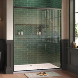 Garvee Glass Shower Doors, Double Sliding Shower Door, Clear Tempered Glass Bypass Shower Door for Walk in Shower, Bathroom Aluminum Semi-Frameless & 1/4"(6mm) - Matte Black