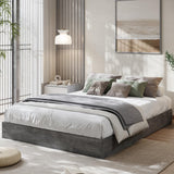 Garvee Minimalist Wooden Platform Bed Frame – Sturdy Wood Slats, No Headboard, No Box Spring, Easy Assembly, Low Profile – King Size – Water-Washed Black - Charcoal Gray