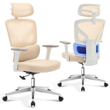 Garvee Ergonomic Office Chair, Mesh Office Desk Chair with Adjustable Lumbar Support, High-Back Computer Gaming Chair with Headrest 3D Armrests, Rolling Swivel Task Chair for Home, Office, Beige - Beige|Plating