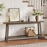 Garvee 70.9 Inch Console Table for Entryway, Extra Long 2-Tier Narrow Sofa Table Behind Couch, Industrial Farmhouse Entry Table for Living Room, Hallway, Foyer, Gray - Gray
