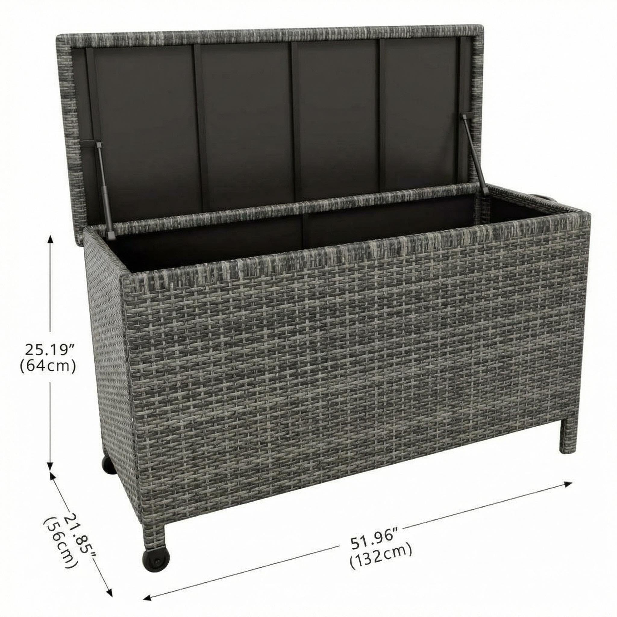 Garvee 185 Gallon Outdoor Wicker Storage Box, Waterproof PE Rattan Dec