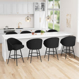 Garvee Bar Stools Set of 8 360° Swivel Ergonomic Comfort Polyester Knit Upholstered Sturdy Metal Frame with Footrest Counter Height Kitchen Island Dining
