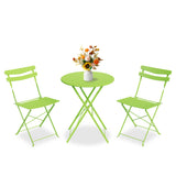 Garvee Space-Saving 3-Piece Steel Patio Bistro Set, Folding Outdoor Table and 2 Chairs, No Assembly Weather-Resistant Furniture for Balcony Porch Yard,Grass Green - Grass Green