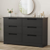 Garvee Natural Wood 6-Drawer Modern Chest with Embedded Handles – Stylish Organizer for Bedroom, Living Room, Nursery and Hallway - Black
