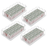 Garvee 4PCS Clear Acrylic Napkin Holder with Lace Edge, Rectangular, Compact Size, Durable Transparent Material, Decorative, for Kitchen & Bathroom