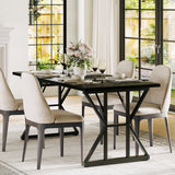 Garvee Modern Industrial Dining Table for 4-6 – 71 Inch Rectangular Waterproof Wooden Top – Heavy Duty Metal Frame – Ergonomic Height – Space-Saving – Perfect for Kitchen, Dining Room, Home Office – Color: Black