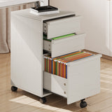 Garvee Rolling File Cabinet with 3 Drawers for Office – Mobile Wooden Storage with Large Hanging File Drawer, Printer Stand on Wheels, Locking Casters – Antique White - White