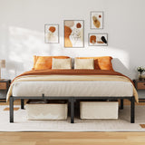 Garvee Heavy Duty King Size Bed Frame 16 Inch Hight, Metal Platform Bed Frame with Reinforced Slats Support, 800 Lbs Load Capacity, Noise Free, No Box Spring Needed and Screws, Tool-Free Assembly - Black|16 Inch Hight