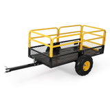 Garvee 1600 lb Tow-Behind Dump Cart, 22 Cu. Ft. ATV UTV Garden Trailer with Removable Sides, 45° Dump Bed & All-Terrain Tires, Yellow