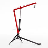 Garvee 1000 LBS Heavy Duty Hydraulic Truck Crane - Hitch Mounted Hoist with 360° Full Swivel, 3-Stage Adjustable Telescoping Boom, and Stabilizer Legs for Pickup Truck Beds, Trailers & Worksites, Red