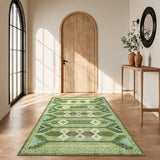 Garvee 5' × 7' Wavy Linear Area Rug, Soft Washable Low-Pile Polyester Carpet for Living Room, Bedroom and Dining Room, Green - Green