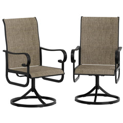 Garvee Swivel Rocking Patio Chairs Set of 4 – High Back, Ergonomic S-Shaped, All-Weather Brown Textilene, Quick-Dry Mesh, Rustproof Black Powder-Coated Metal Frame, Space-Saving Outdoor Seating for Garden, Porch, Lawn – Black Frame & Brown, 4-Pack - Black & Brown / 4 Pack