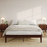 Garvee Sturdy 14 Inch Wood Platform Bed Frame, Queen Size - Strong Slat Support - Noise-Free Design - Easy Assembly - Underbed Storage - Sturdy Bedroom Furniture - No Box Spring Required - Red Walnut - Dark Walnut-14In