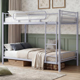Garvee Twin over Twin Bunk Bed Frame, Heavy Duty Metal Bunk Beds for Kids/Teens/Adults, 450 Lbs Upper & 500 Lbs Lower Capacity, Slot-Type Assembly, Reversible Ladder, 11.7" Safety Guardrails，Grey - Silver Gray