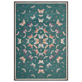 Garvee 9' x 12' Boho Tribal Butterfly Floral Kaleidoscope Area Rug, Washable Non-Slip Low-Pile Stain-Resistant Rug for Living Room & Bedroom, Teal - Teal