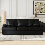Garvee 86" Faux Leather Sofa, 3-Seater Sofa Couch with 2 Throw Pillows, Modern Sofa with deep Seats and 2 Removable Back Cushions, Waterproof, Sturdy Support Feet, for Living Room, Office, Black - 