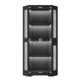 Garvee Glass Corner Display Cabinet – 4 Tiers, 3-Color LED Lighting, Charging Ports, Motion Detector – Showcase for Collectibles, Books, Trophies – Black