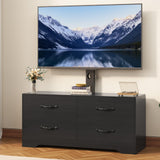 Garvee TV Stand with Mount for 32-75 Inch TVs, Modern Media Console Table with 4 Large Drawers, Black Dresser Entertainment Center with Storage for Living Room Bedroom - Black