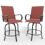 Garvee Set of 2 All-Weather 360° Swivel Patio Bar Stools, Breathable Textilene Outdoor High Chairs for Garden and Deck, Terracotta Red - Terracotta Red