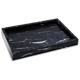 Garvee Luxury Black Natural Marble Vanity Tray – Large Water-Resistant Stone Organizer for Bathroom, Countertop, or Dresser – Decorative Tray for Jewelry, Perfume & Accessories, 30x20x3cm, Luxury Designer Brand Black - Bulgari Black