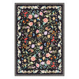 Garvee Modern Floral Washable Rug Non Slip Entryway Mat Farmhouse Accent Carpet for Laundry Room Guest Room - Black