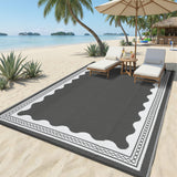 Garvee Outdoor Rug 8x10 Waterproof Reversible Plastic Straw Quick-Dry Stain-Resistant Lightweight Foldable for Patio, Camping, Balcony - Gray