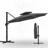 Garvee Cantilever Patio Umbrella for Garden & Poolside, 10 x 10 FT 360° Rotating Shade with 3-Level Adjustable Height and Oxford Fabric, Gray