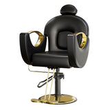 Garvee Professional Hydraulic Reclining Salon Chair for Hair Stylist, Barber & Tattoo - 360° Swivel, Adjustable Height, High-Density Cushion, PU Leather, Stable Base, Easy Clean, Modern Entryway Storage - Black - Black & Gold