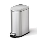 Garvee Slim Stainless Steel Step-On Trash Can 1.6 Gallon – Soft Close Lid, Removable Inner Bucket, Odor Control, Space-Saving – For Bathroom, Bedroom, Office – Stainless Steel Color