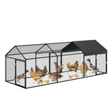 Garvee Outdoor Chicken Coop with Run, 120" x 40" x 40" Metal Pen with 2 Doors and Cover, Black