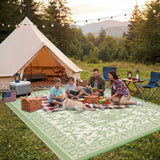 Garvee Reversible Outdoor Rug 10x20ft, Gray Green/Ivory White - Waterproof UV Resistant Plastic Straw Mat, Easy Clean, Low Pile, Portable for Patio, Garden, Camping - Green