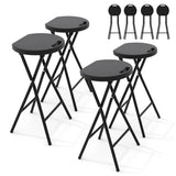Garvee Folding Stool with Handle 24 Inch Tall Folding Bar Stool with Safety Lock, Metal and Plastic Foldable Stool 400lbs Capacity for Outdoor Indoor Kitchen Home Bar, Assembly Free, 4 Pack, Black - Black