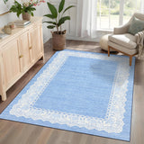 Garvee 10' x 13' Modern Scalloped Area Rug, Machine Washable Non-Slip Low-Pile Soft Rug for Living Room, Bedroom & Dining Room, Blue - Blue