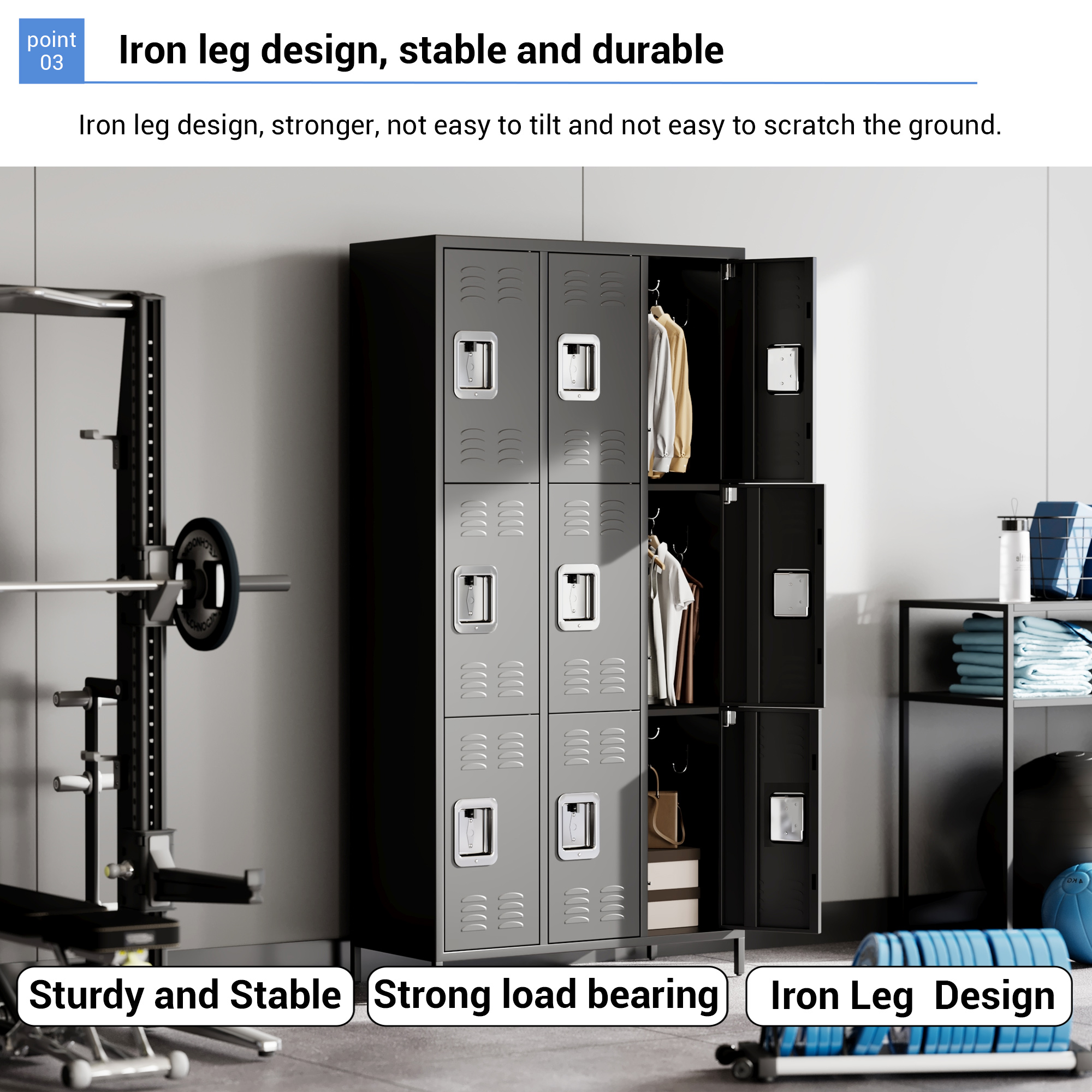 Garvee 9-Door Metal Storage Locker Cabinet with Locks and Hooks