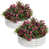 Garvee 2-Pack Round Metal Raised Garden Bed, 2x1FT Galvanized Planter Boxes, Rust-Resistant, Open Bottom, Safe Edge, Easy Assembly for Vegetables, Flowers & Herbs – White - White