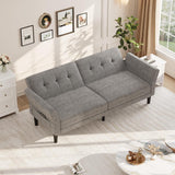Garvee 89" Modern Chenille Futon Sofa Bed, Convertible Sleeper Loveseat with Deep Seat, Adjustable Backrest & Armrests for Living Room/Bedroom/Apartment - Chenille gray (do not place an order for repackaging) - Gray