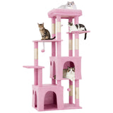 Garvee 61" Multi-Level Cat Tree for Indoor Cats, Heavy-Duty Tower for Large Adult & Maine Coon Cats with Oversized Perch, Dual Condos, Natural Sisal Scratching Posts & Play Toys – Pink - Pink