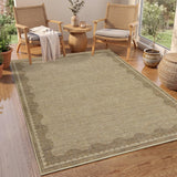 Garvee Washable Non-Slip Jute Area Rug – Scalloped Edge, Mark Resistant, Modern Neutral Carpet for Living Room, Bedroom, Entryway, Dining Room, Patio, Kitchen – Linen Color, 5x7ft - Nature