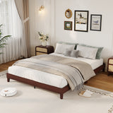 Garvee Queen Size Bed Frame, 9 Inch Natural Sturdy Wood Platform Bed Without Headboard, Wooden Bed Frame with Strong Wood Slats Support,No Box Spring Neededd,Noise-Free,Easy Assembly, Dark Walnut